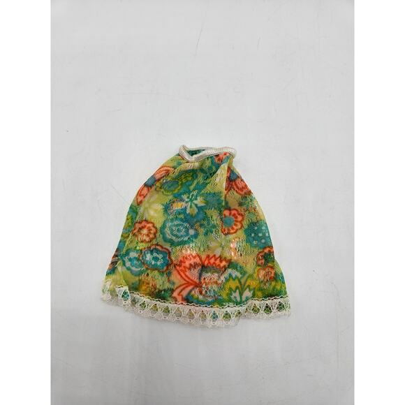 Vintage 1970's Marx SINDY Doll Lingerie Slip Skirt Floral Lace Green Blue Orange - Picture 6 of 6